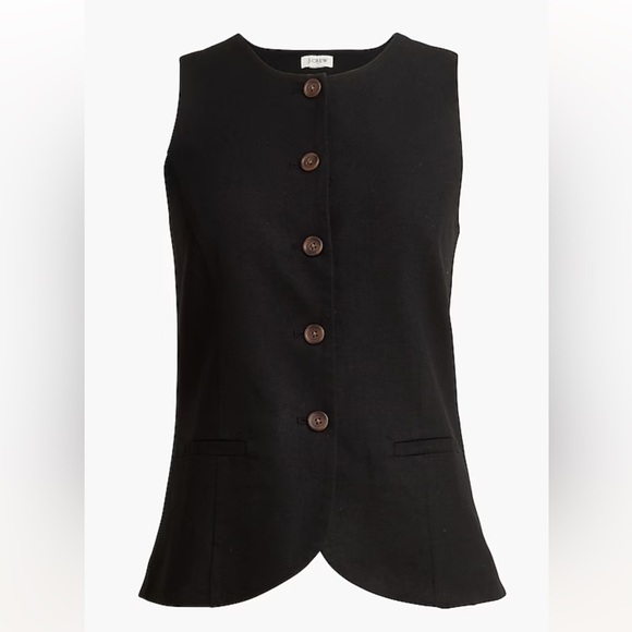 NWT! J.Crew Linen-blend button-front vest. Size 14 CK483 - Picture 1 of 7